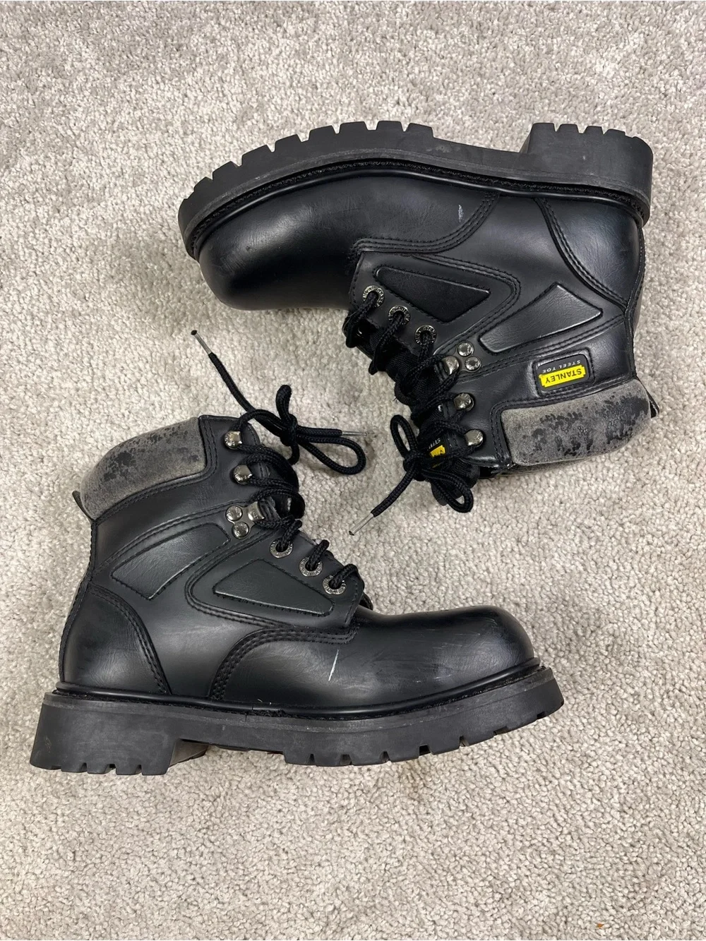 Stanley Steel Toe Work Boots Ankle Size 4.5 Oil Resistant Working Man Black